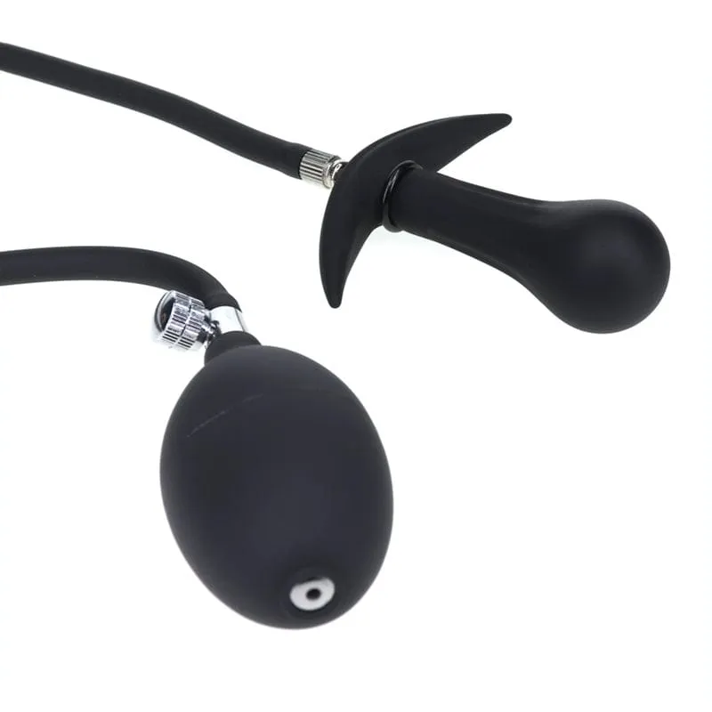 0460M      Inflatable Butt Plug with Removeable Pump Hose and Metal Vibro Ball Inside