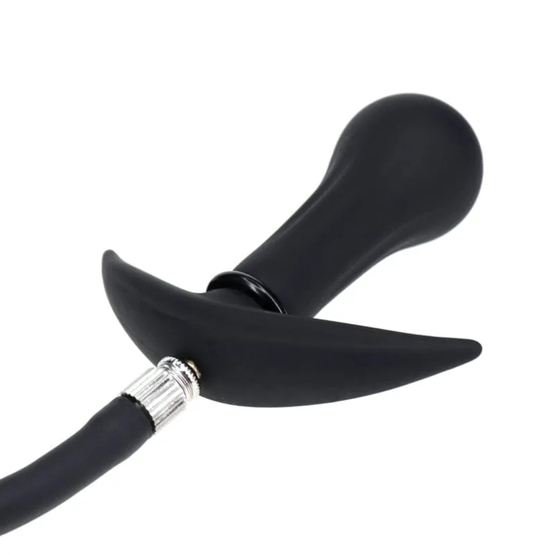 0460M      Inflatable Butt Plug with Removeable Pump Hose and Metal Vibro Ball Inside