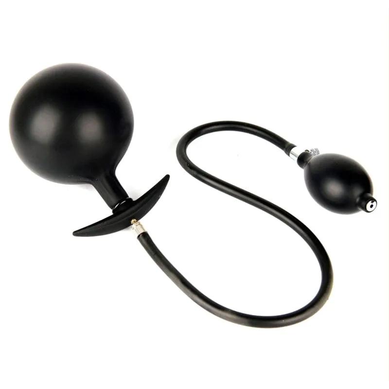 0460M      Inflatable Butt Plug with Removeable Pump Hose and Metal Vibro Ball Inside