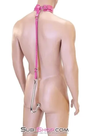 0767A-SIS      Femme Sissy Slut Trainer Adjustable Anal Hook Trainer and Collar Set, Slim Tip