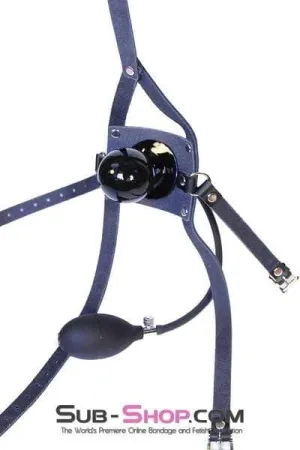 0960A-SIS      Sissy Cocksucker Gag More Than a Mouthful Black Leather Penis Pump Gag Trainer