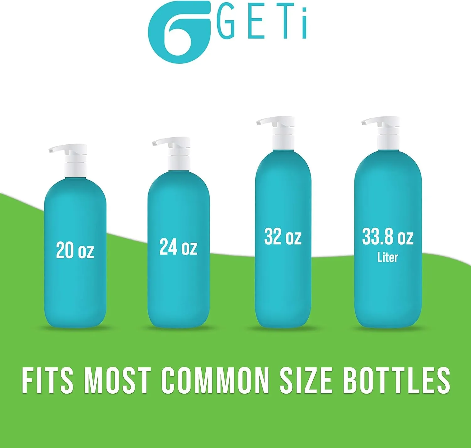 2-Pack Liter 33.8 Oz Shampoo Conditioner Pump Dispenser | Fits Most Salon Brand Liter Size Bottles with a 1-Inch Wide Opening | White | by