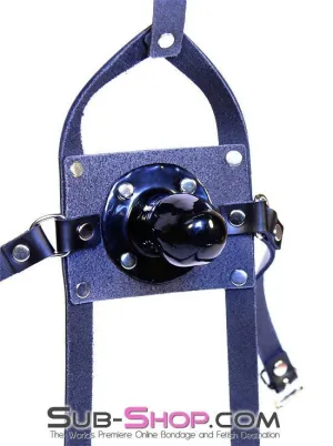 3465A-SIS      Sissy Boi Slut Femdom Training Accessory Black Leather Penis Gag Trainer