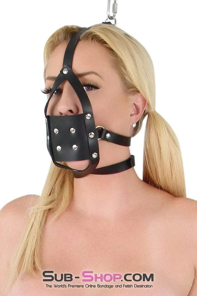 3465A-SIS      Sissy Boi Slut Femdom Training Accessory Black Leather Penis Gag Trainer
