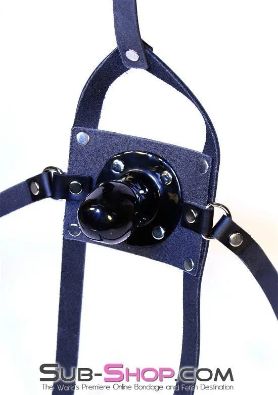 3465A-SIS      Sissy Boi Slut Femdom Training Accessory Black Leather Penis Gag Trainer