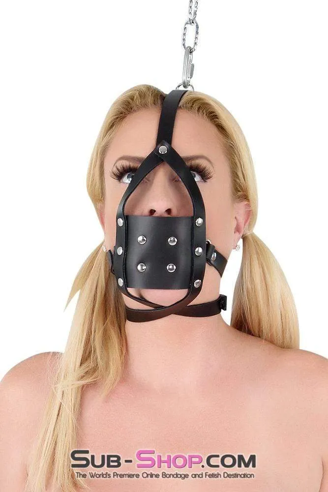 3465A-SIS      Sissy Boi Slut Femdom Training Accessory Black Leather Penis Gag Trainer