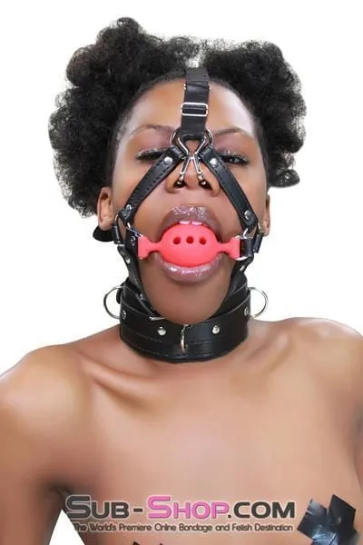 3796RS      2" Large Red Silicone Breather Ball Gag Trainer with Nose Hook