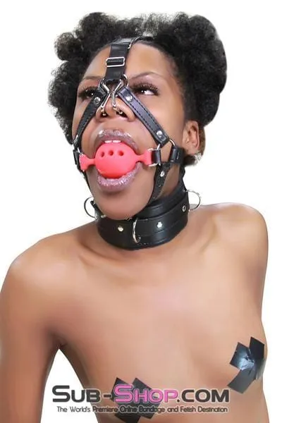 3796RS      2" Large Red Silicone Breather Ball Gag Trainer with Nose Hook