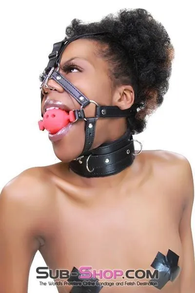 3796RS      2" Large Red Silicone Breather Ball Gag Trainer with Nose Hook