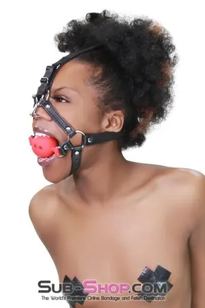 3796RS      2" Large Red Silicone Breather Ball Gag Trainer with Nose Hook