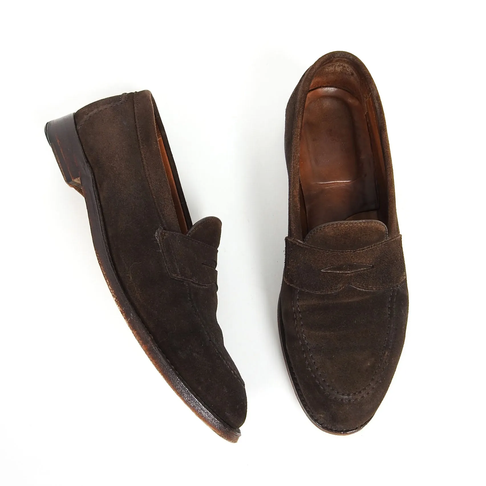 Alden Brown Suede Penny Loafer 9.5