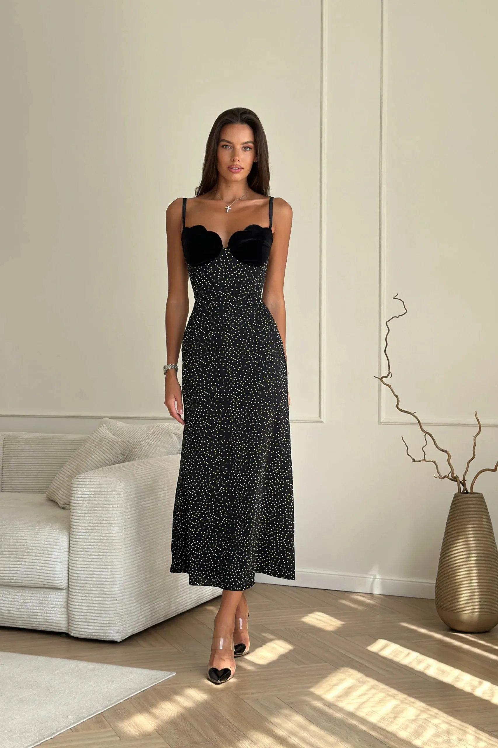 Aria | Black Midi Dress
