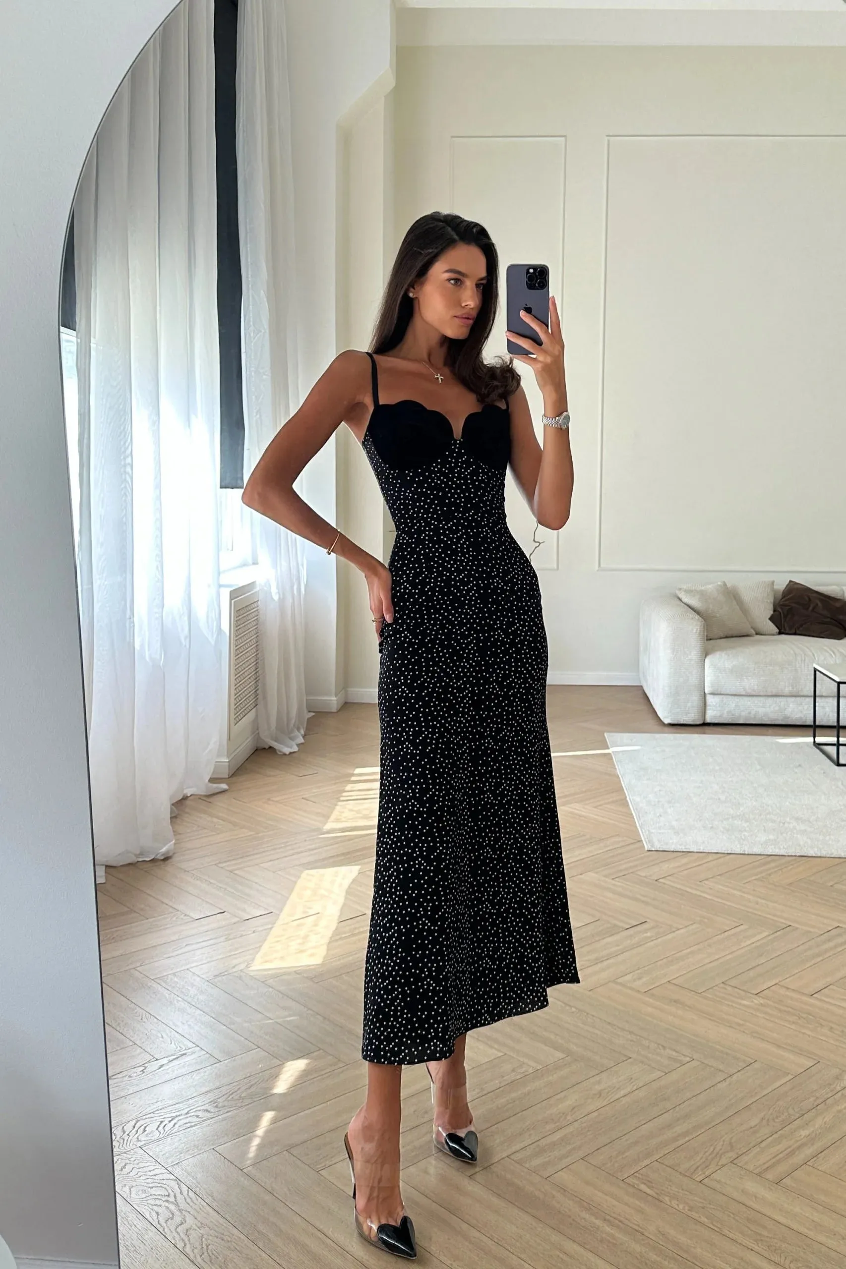 Aria | Black Midi Dress