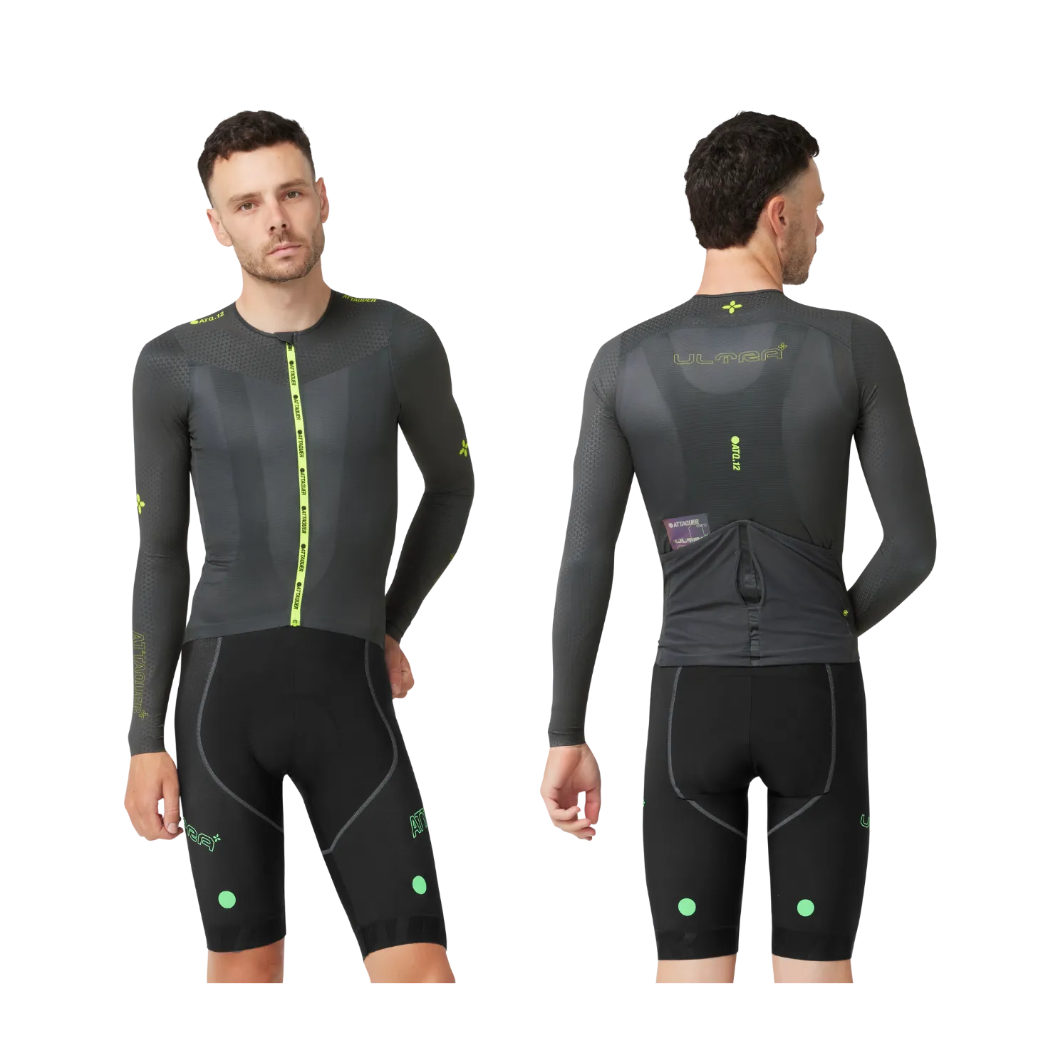Attaquer ULTRA  Aero Long Sleeved Jersey - Anthracite/Acid Lime