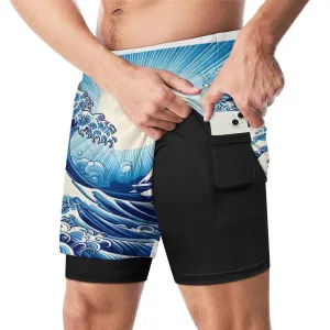 Be Like Water - Mens Beach Shorts with 4 Pockets