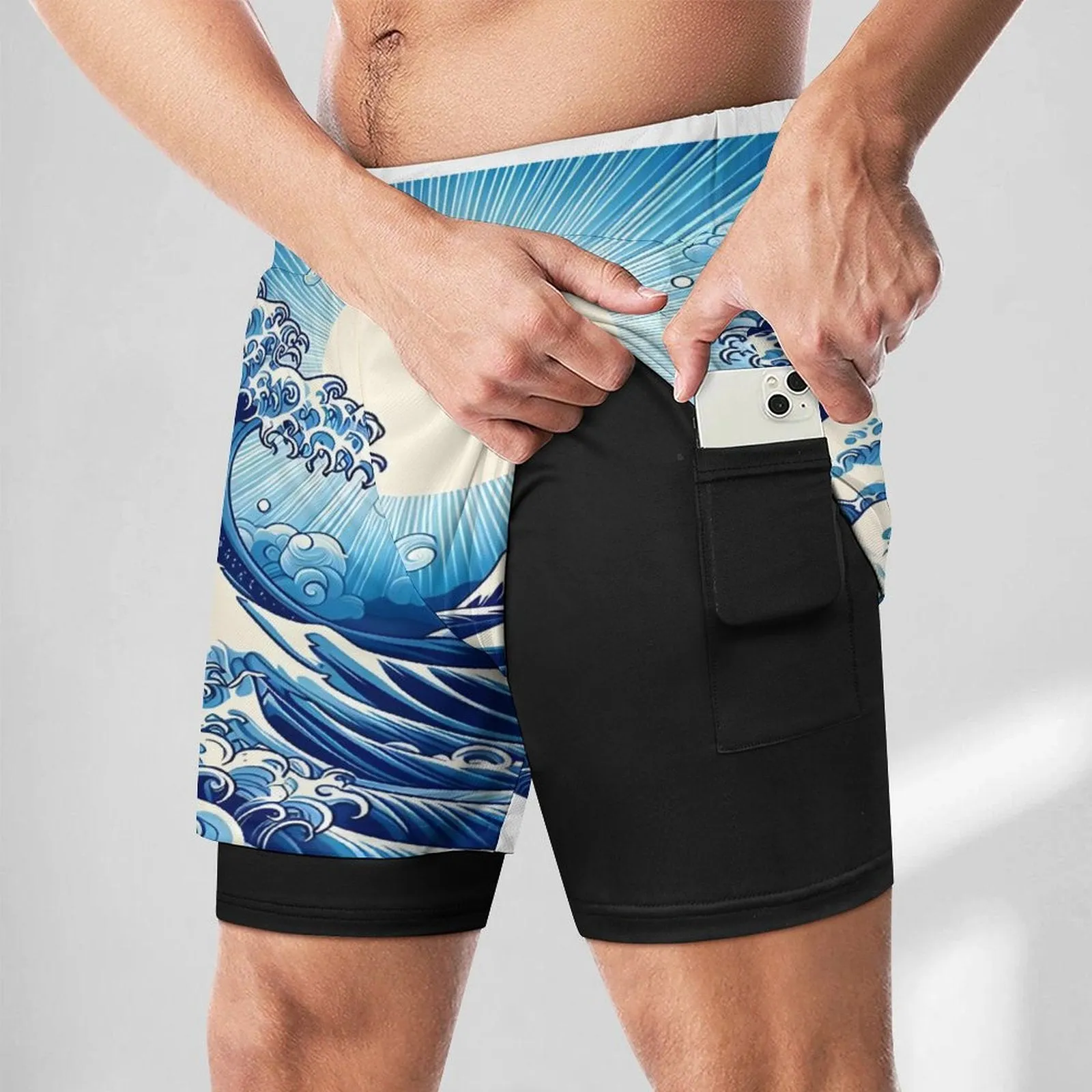 Be Like Water - Mens Beach Shorts with 4 Pockets