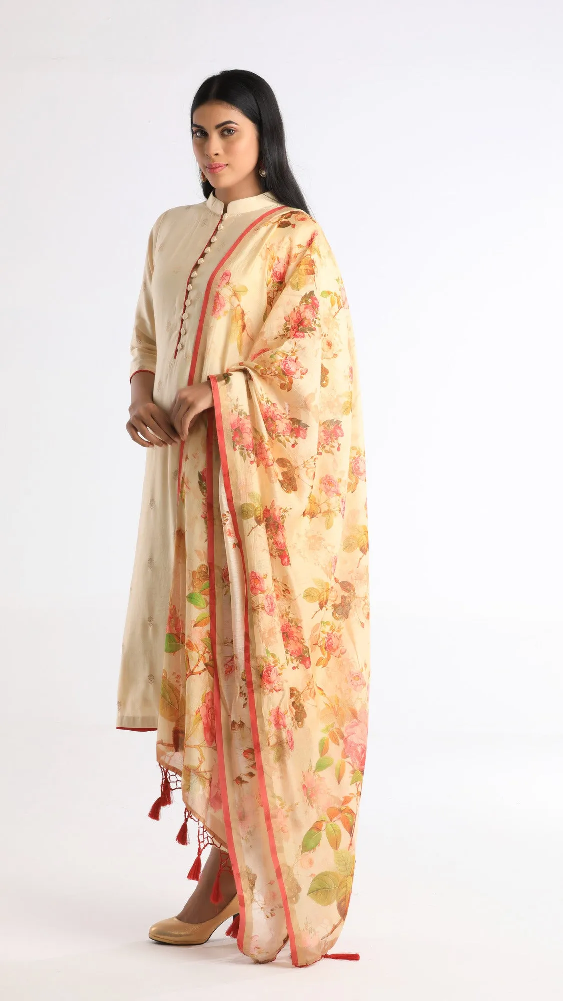 Beige Floral Salwar