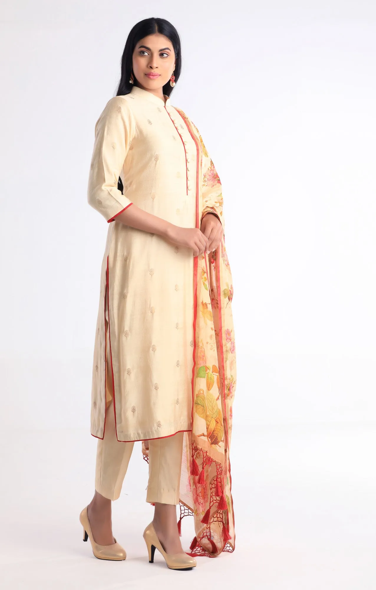 Beige Floral Salwar