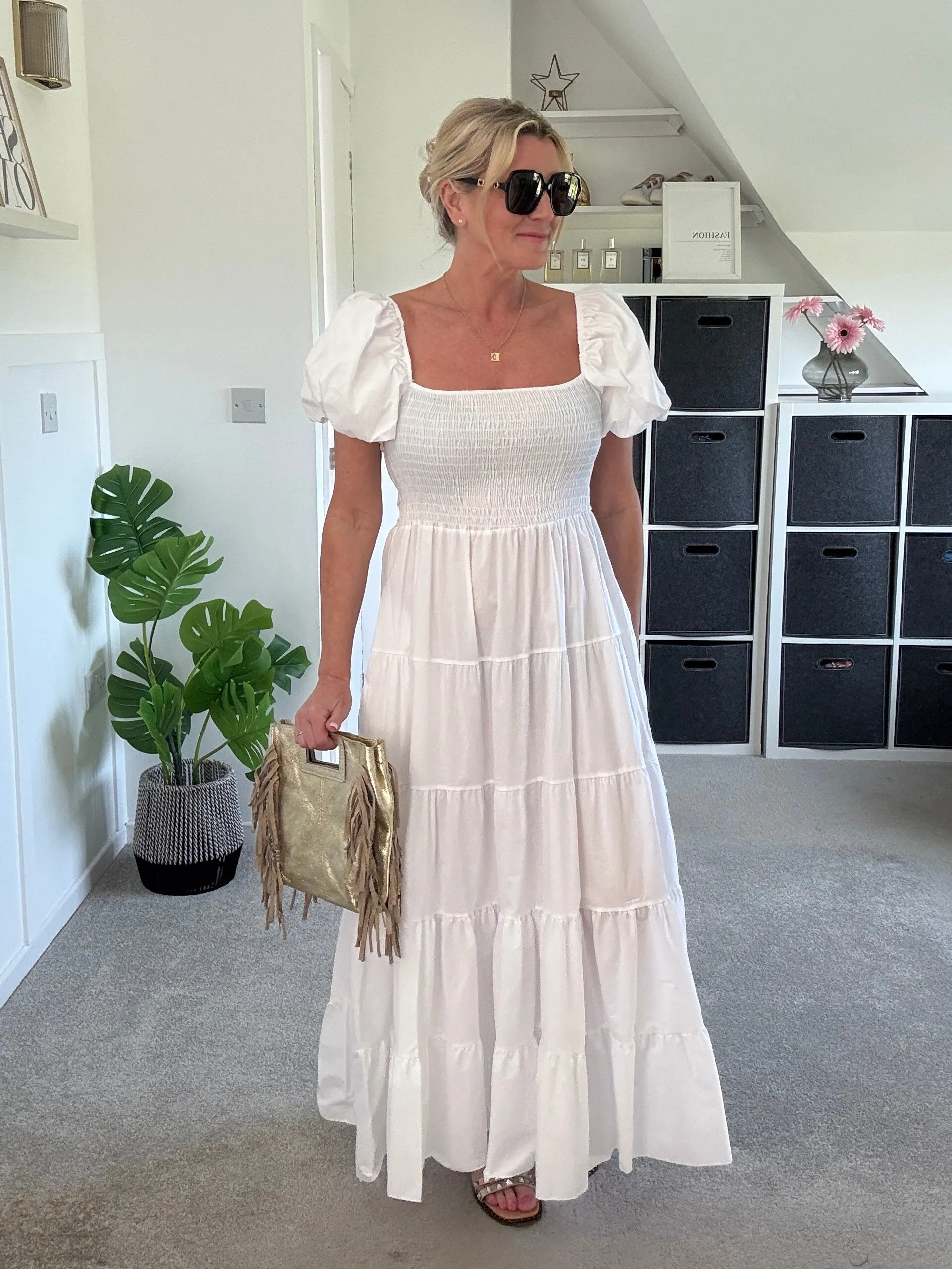 Black Puff Shoulder Maxi Dress