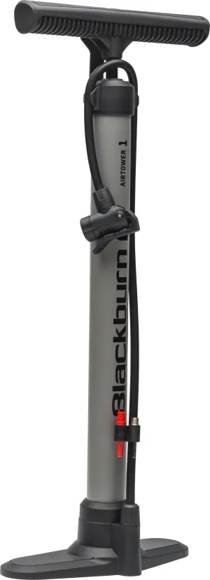 Blackburn Bicycle Floor Pump, Air Tower 1, 100 Psi Bike Pump Portable, Gray