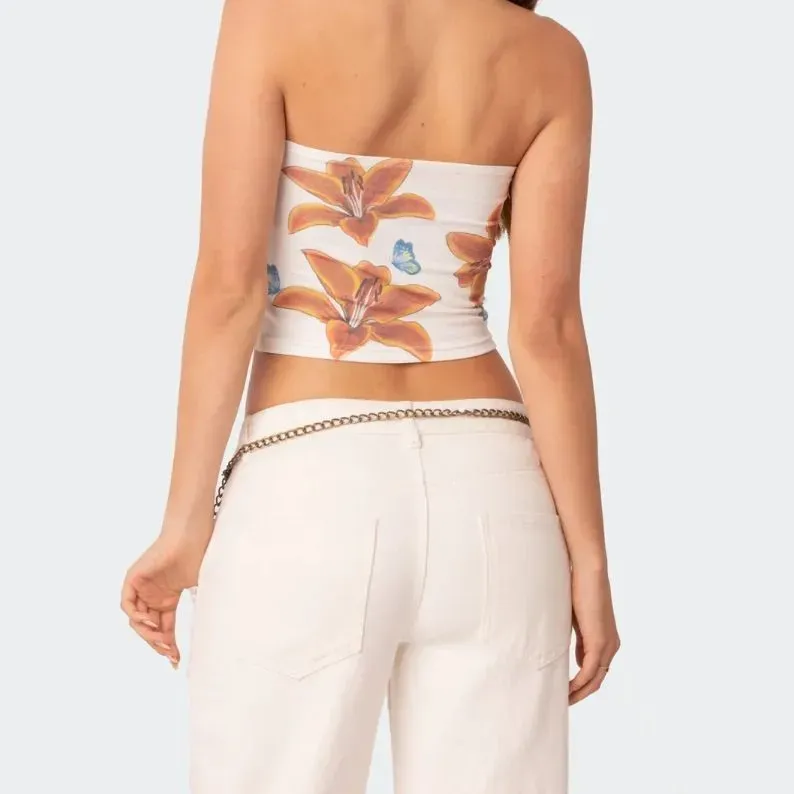 Blossom Breeze Strapless Crop Top