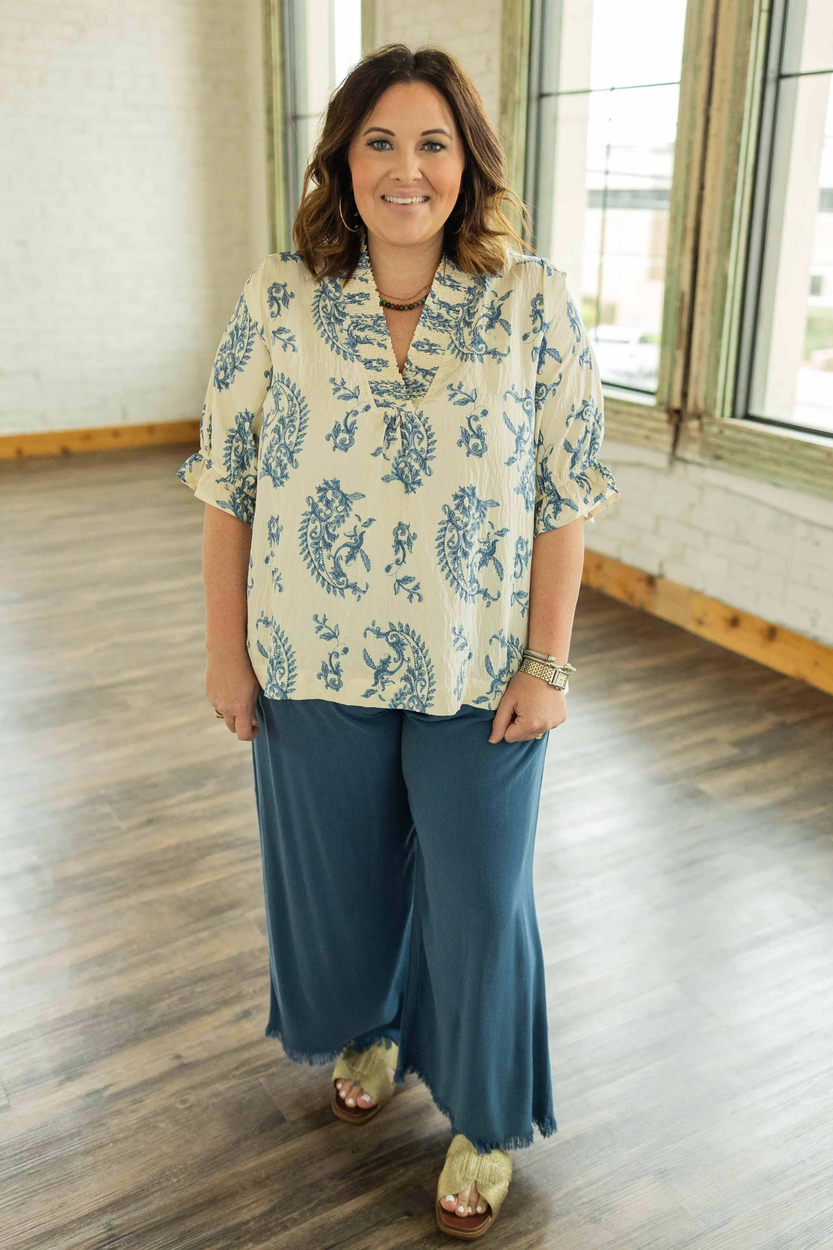 BRYNN PLUS LINEN BLEND CROPPED PANT