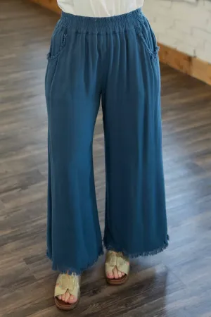 BRYNN PLUS LINEN BLEND CROPPED PANT