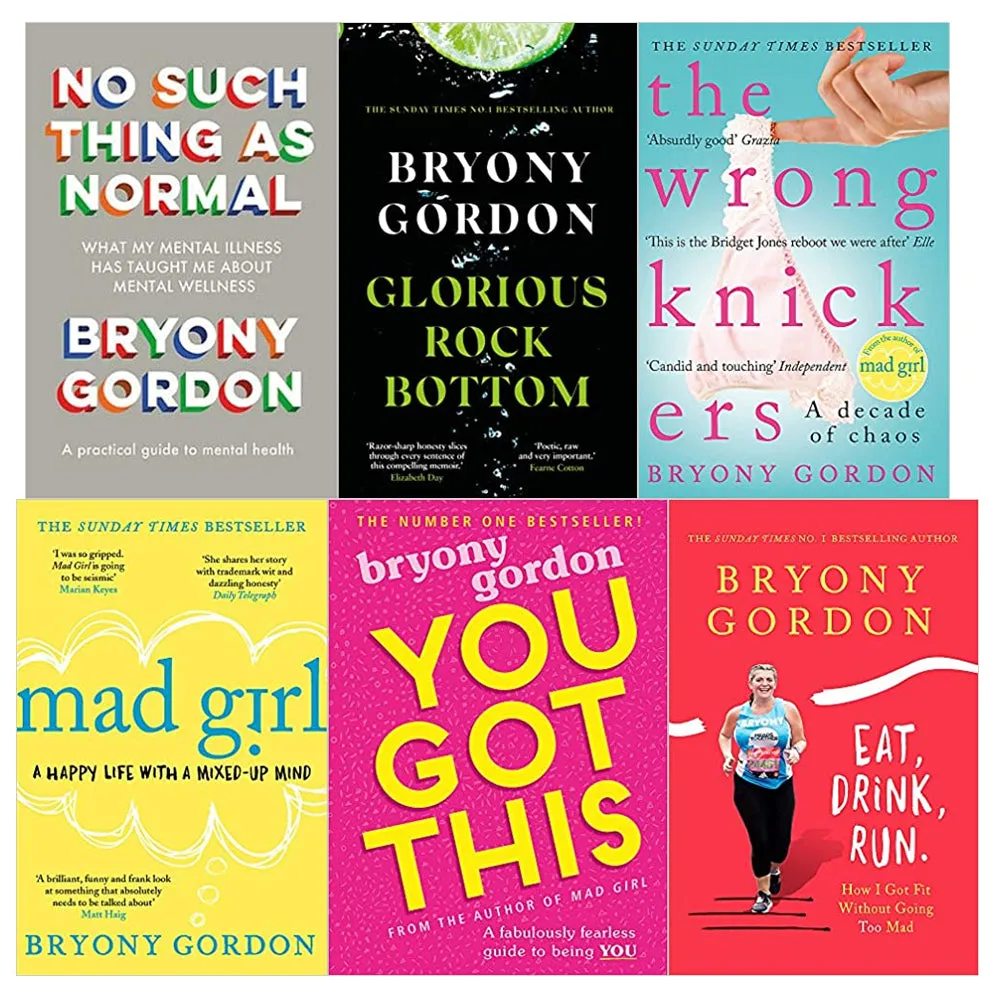 Bryony Gordon 6 Books Collection Set (No Such Thing,Glorious Rock,Wrong Knickers,Mad Girl,You Got This,Eat, Drink, Run)