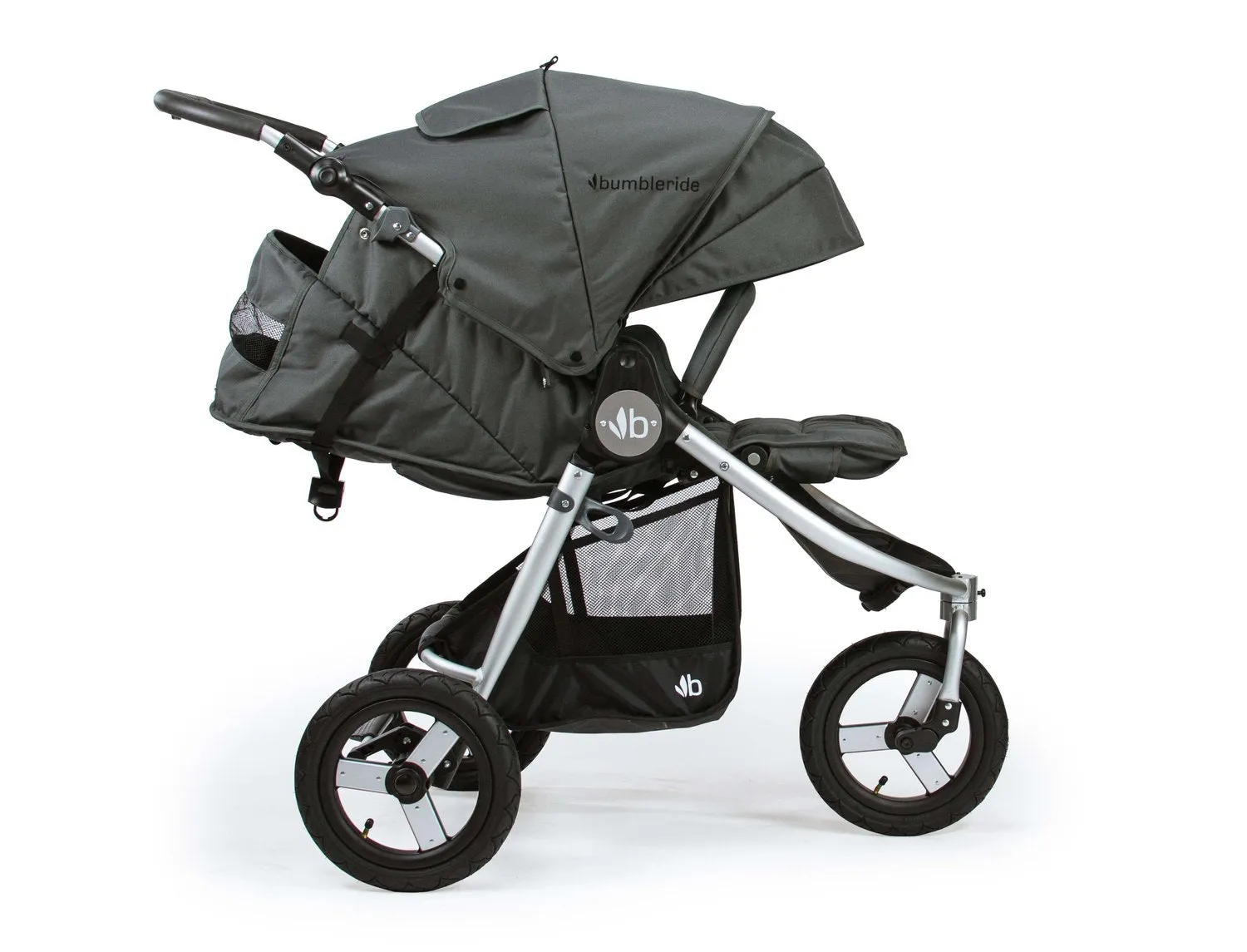 Bumbleride Indie Bundle - Dawn Grey pushchair, carrycot, rain cover, car seat adapters, BeSafe iZi Go Modular Car Seat And Base