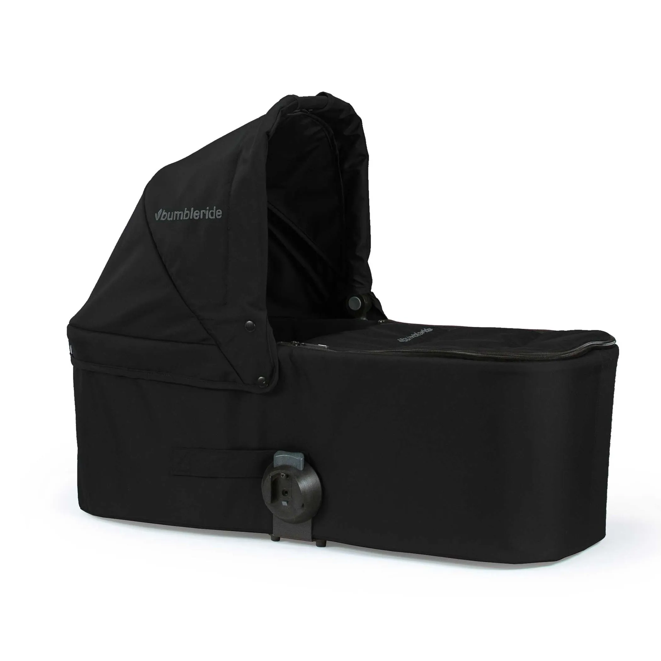 Bumbleride Indie Bundle - Matte Black pushchair, carrycot and rain cover, car seat adapters