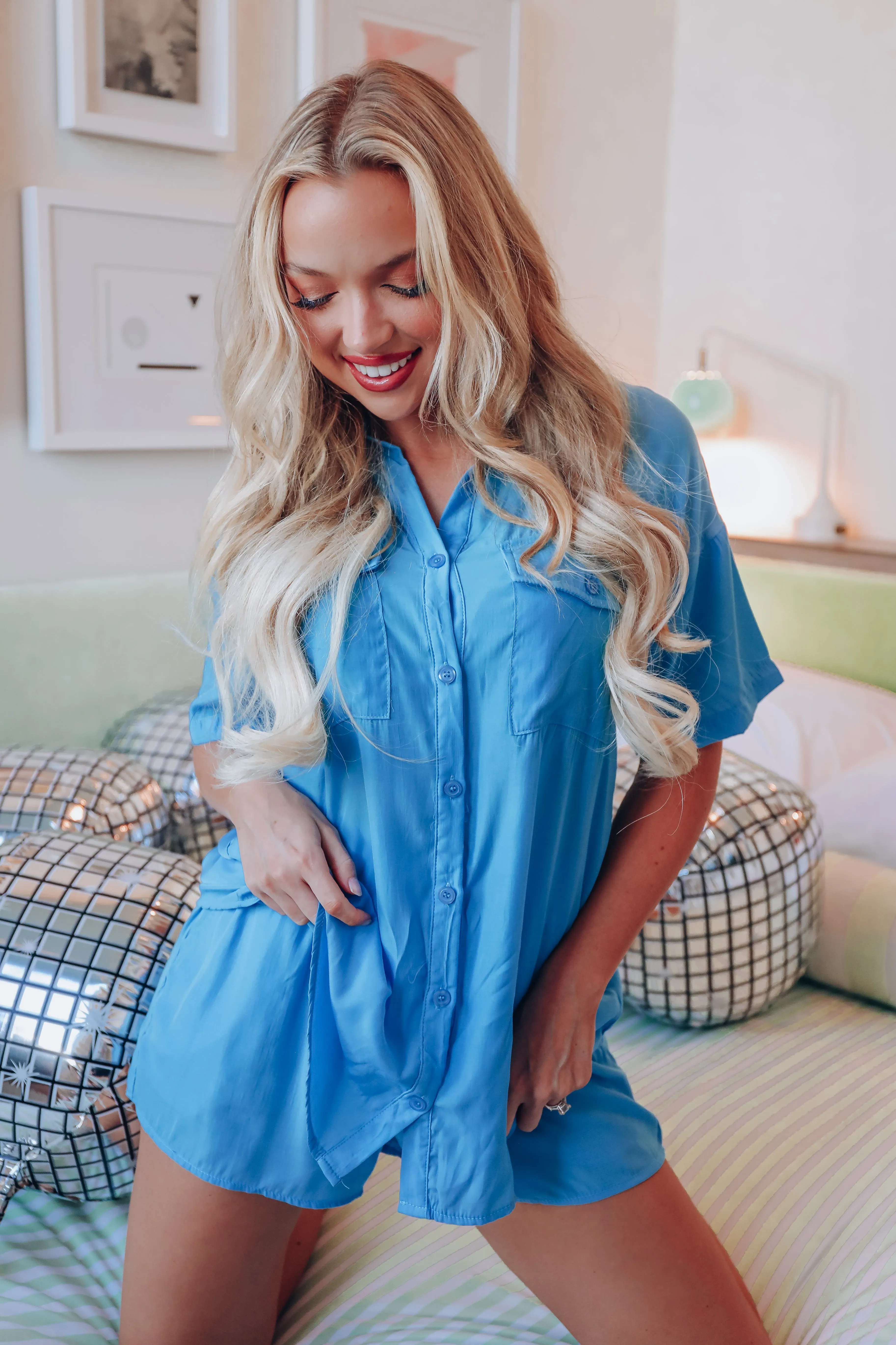 Calm The Chaos Tencel PJ Set - Blue