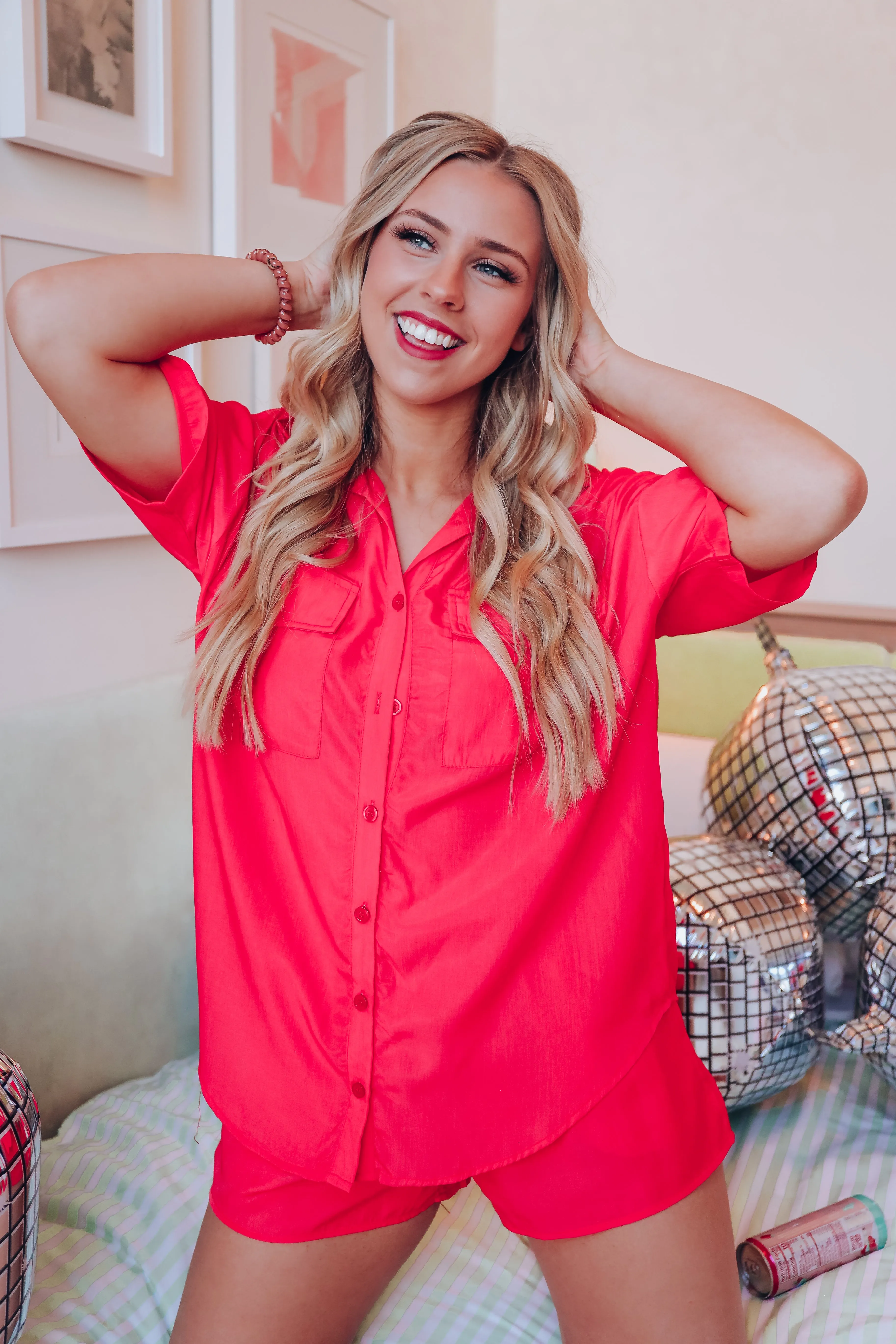 Calm The Chaos Tencel PJ Set - Deep Coral