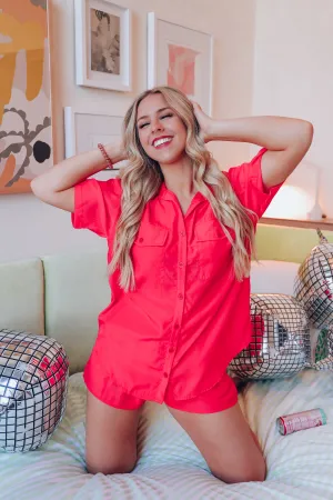 Calm The Chaos Tencel PJ Set - Deep Coral