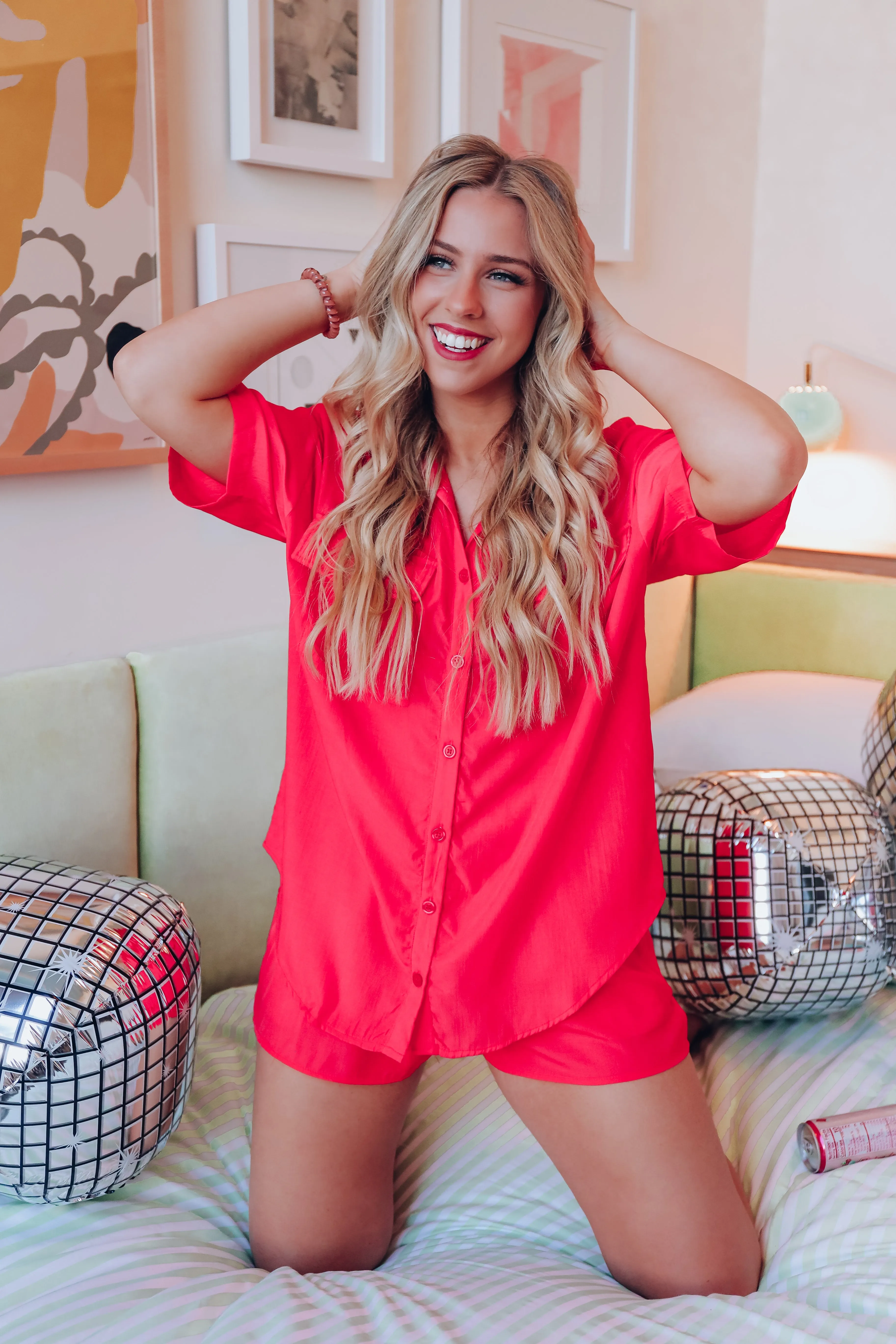 Calm The Chaos Tencel PJ Set - Deep Coral