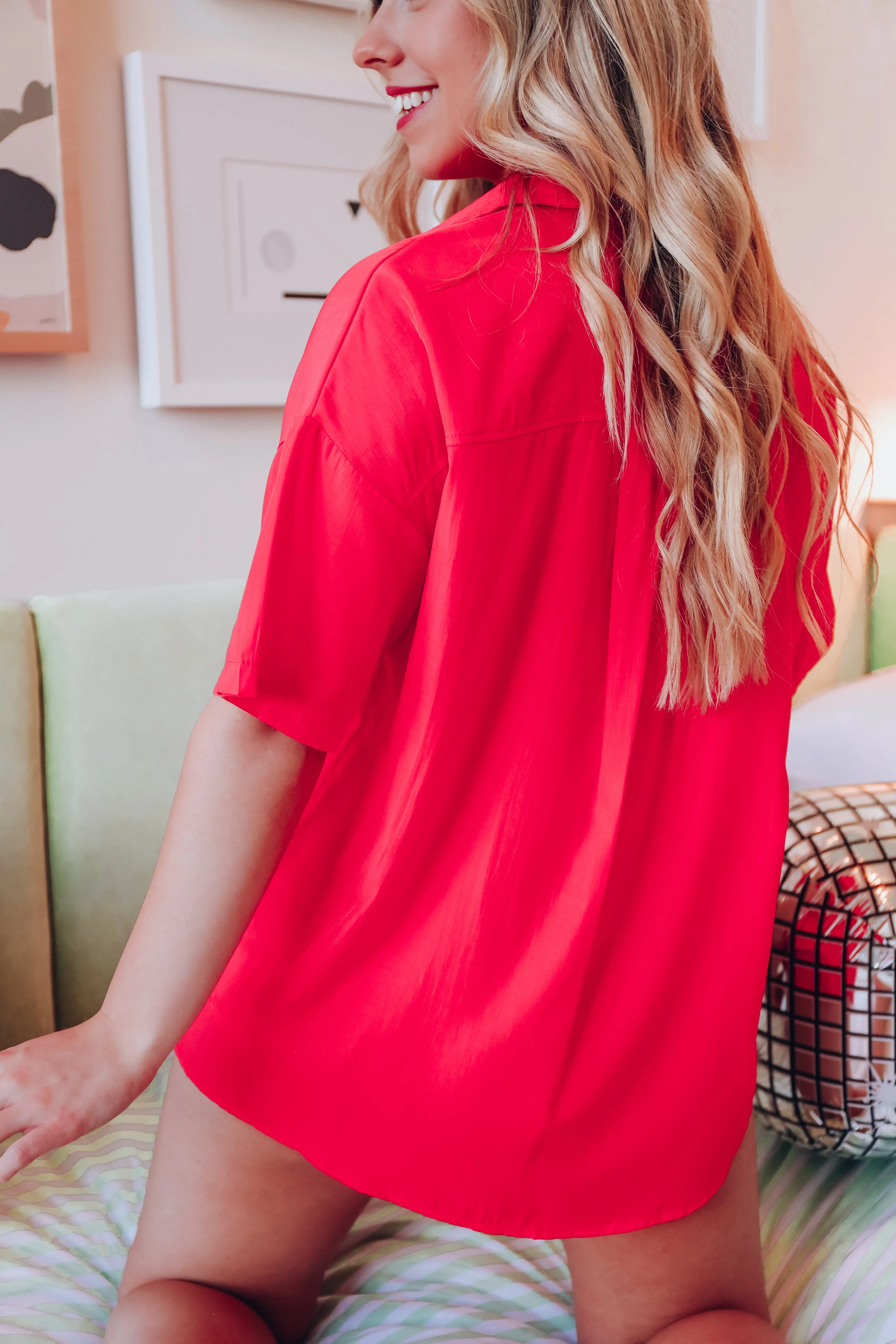 Calm The Chaos Tencel PJ Set - Deep Coral