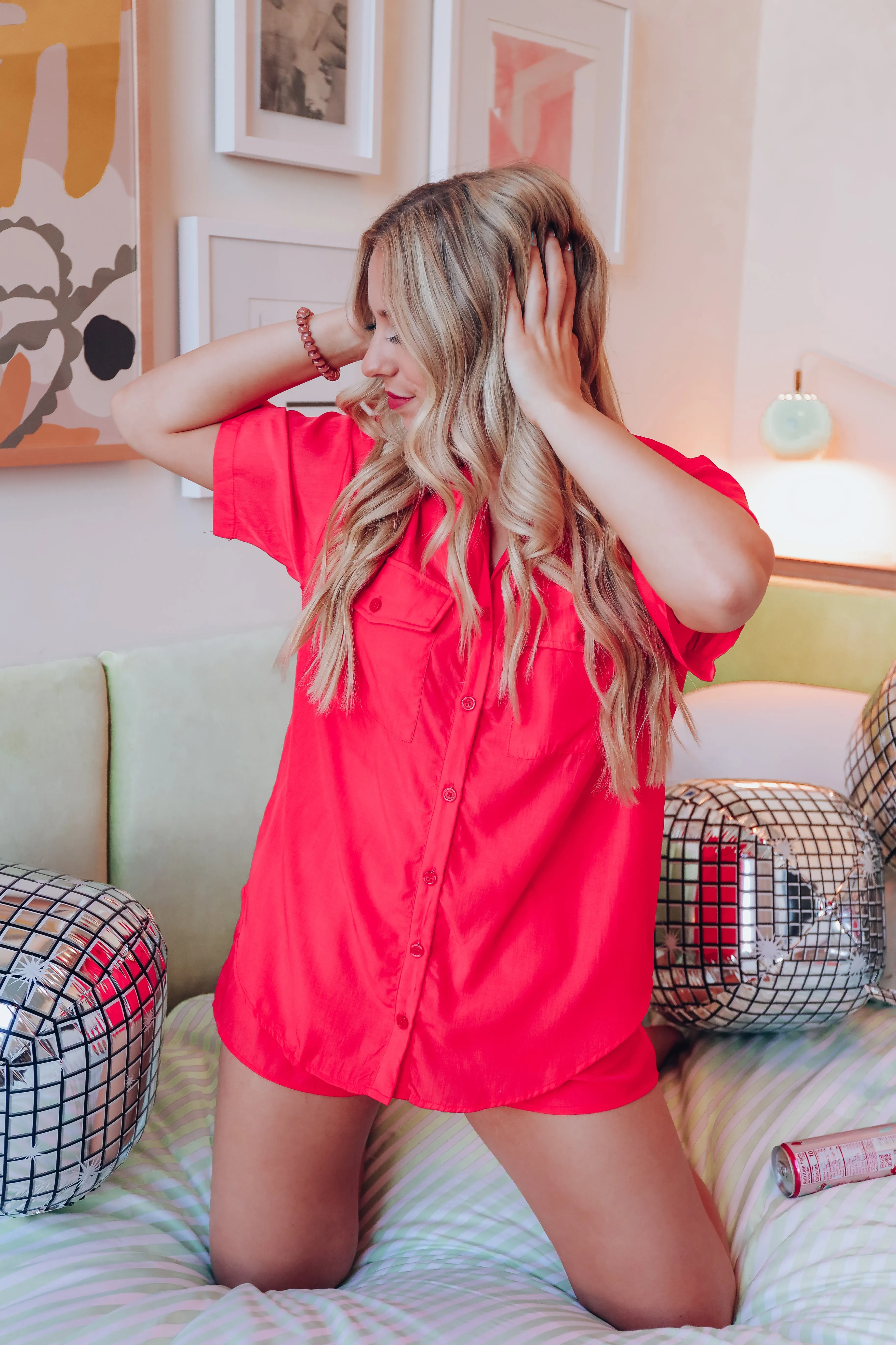 Calm The Chaos Tencel PJ Set - Deep Coral