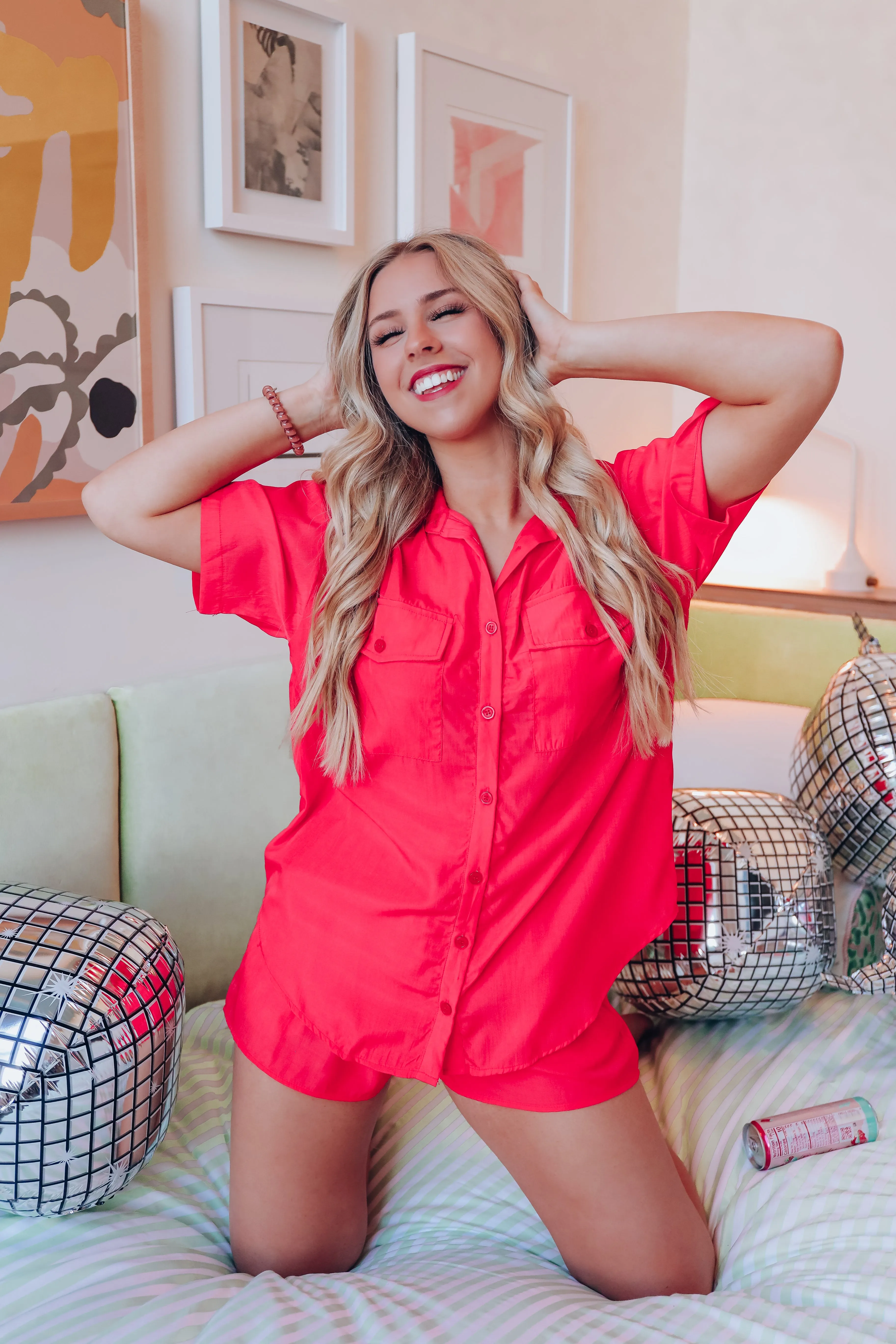 Calm The Chaos Tencel PJ Set - Deep Coral