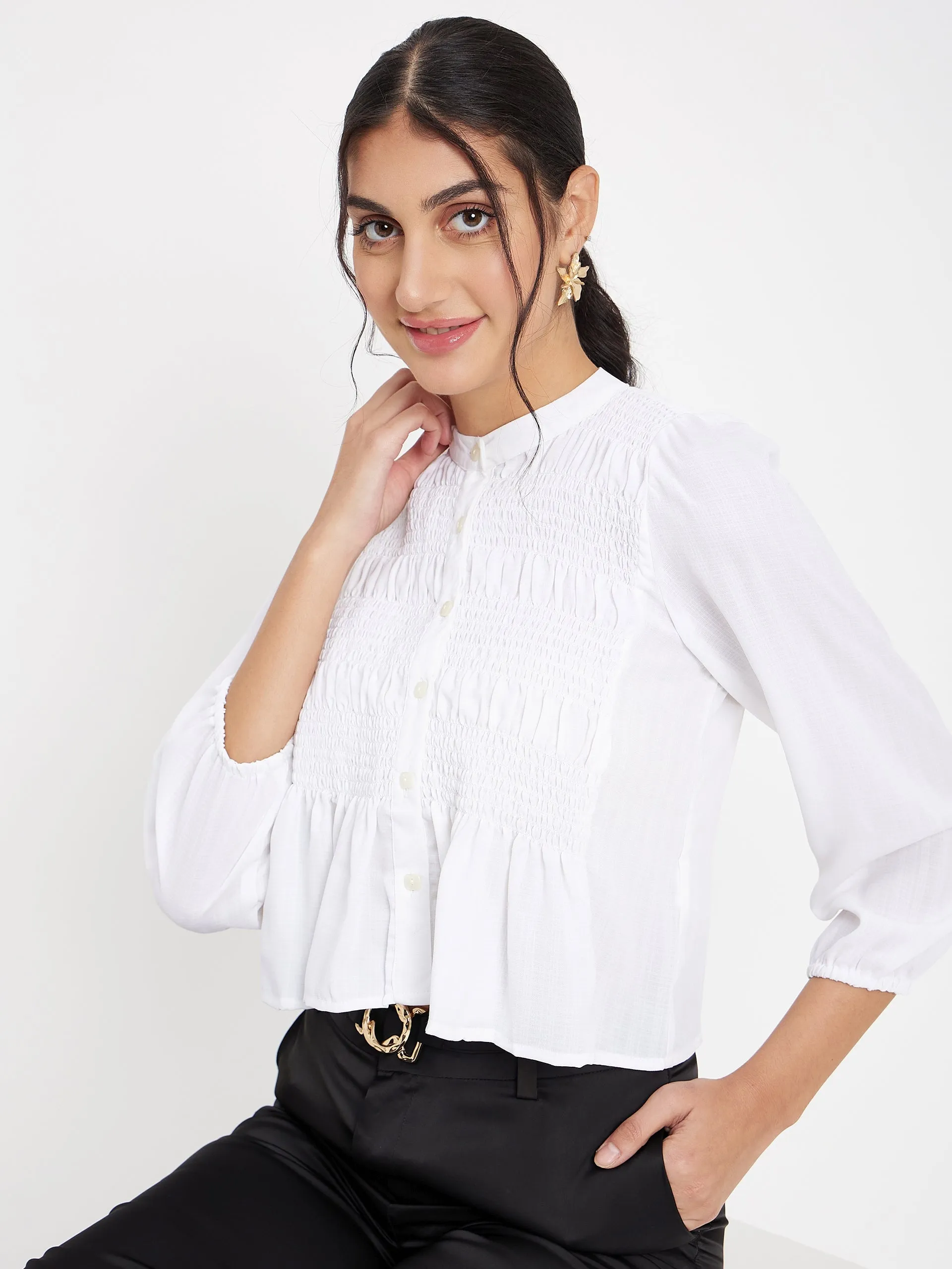 Camla Barcelona White Solid Shirt