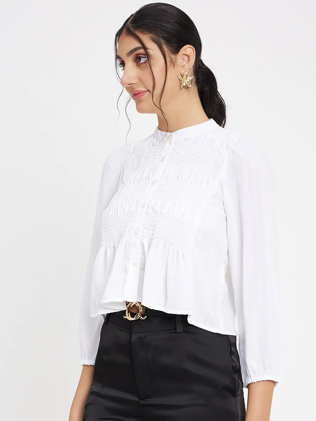 Camla Barcelona White Solid Shirt