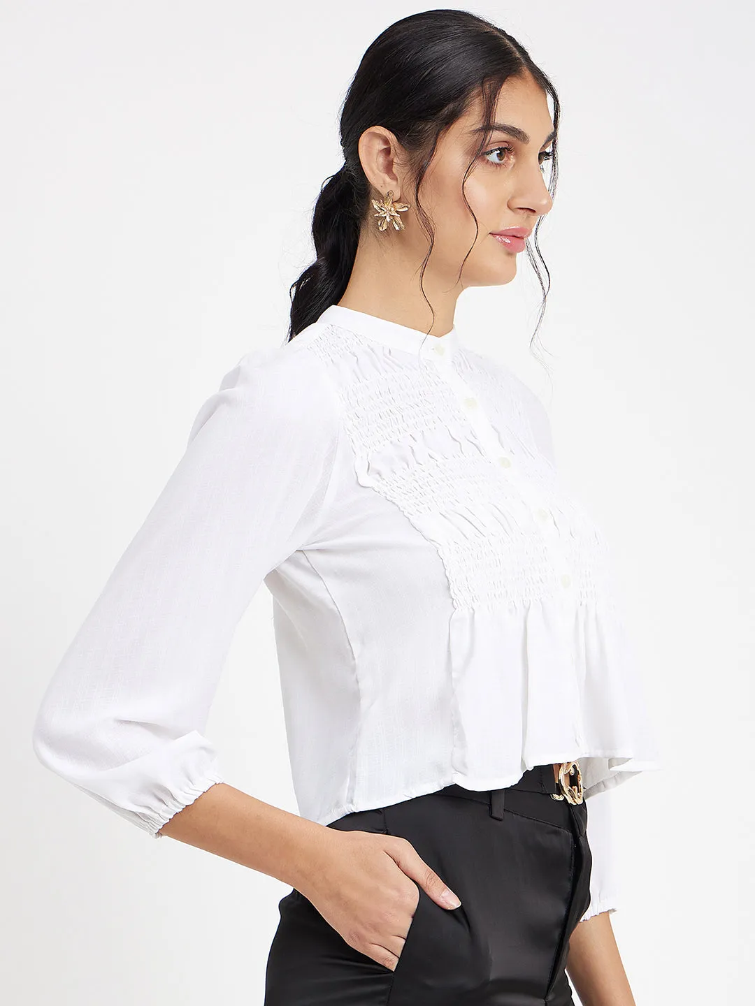 Camla Barcelona White Solid Shirt