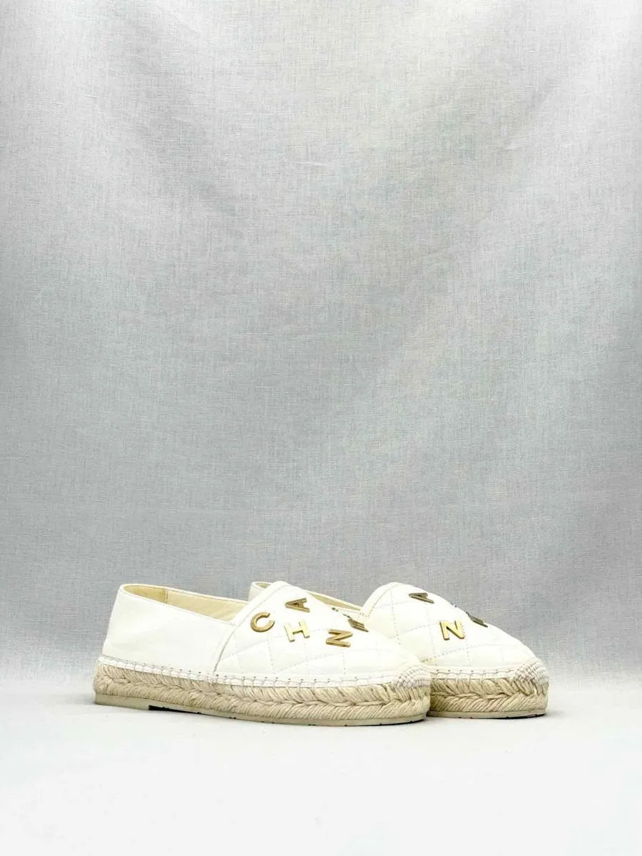 CHANEL Espadrille White Loafers 36