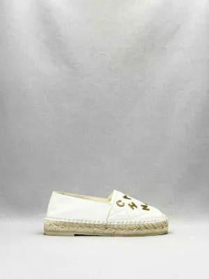 CHANEL Espadrille White Loafers 36