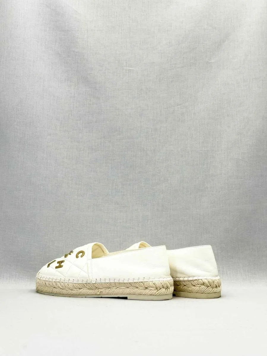 CHANEL Espadrille White Loafers 36