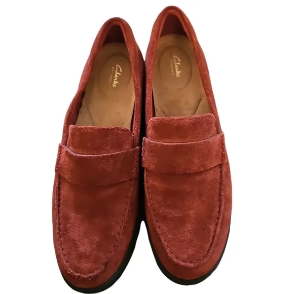 Clarks Bellevue Hazen sz 7 wide rust suede loafer new with tags SH347
