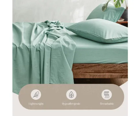Cosy Club Sheet Set Bed Sheets Set - Flat Cover Pillow Case Green Essential