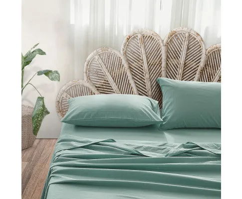 Cosy Club Sheet Set Bed Sheets Set - Flat Cover Pillow Case Green Essential