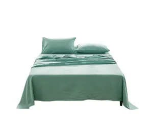 Cosy Club Sheet Set Bed Sheets Set - Flat Cover Pillow Case Green Essential