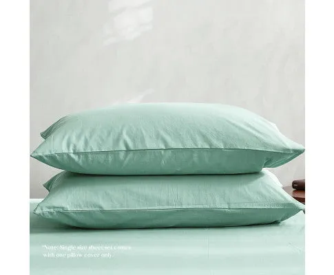 Cosy Club Sheet Set Bed Sheets Set - Flat Cover Pillow Case Green Essential