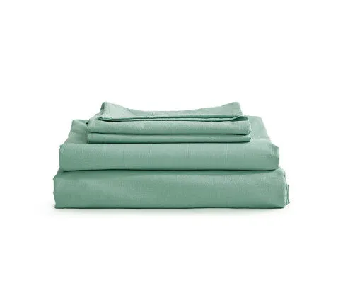 Cosy Club Sheet Set Bed Sheets Set - Flat Cover Pillow Case Green Essential
