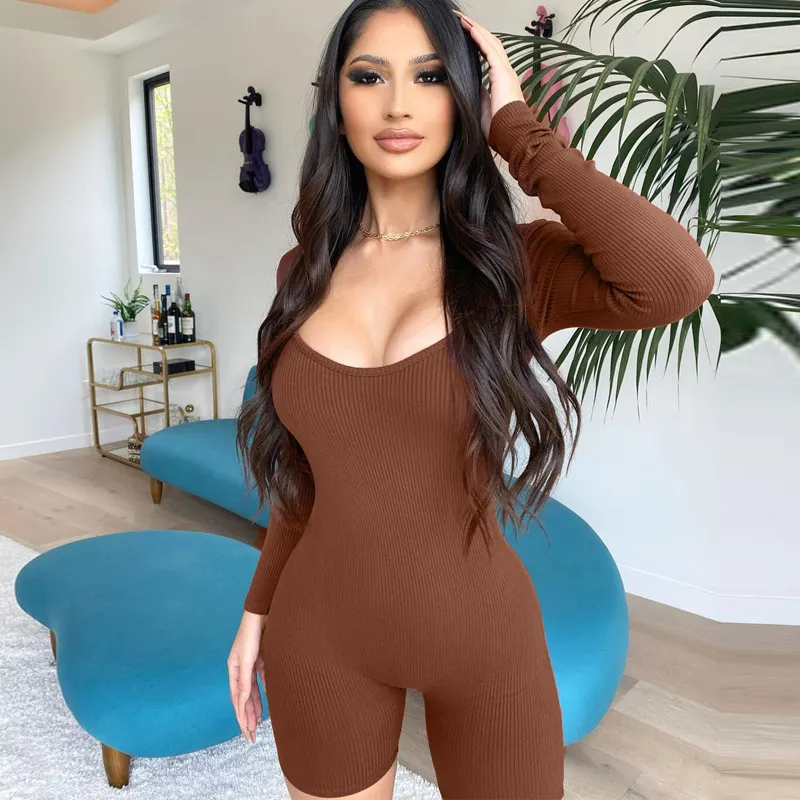 Curve Envy Ribbed Long Sleeve Romper